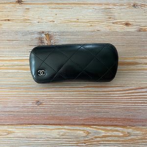 CHANEL Empty Eyewear Case Sunglasses Eyeglasses Black CC Logo In Corner Quilted